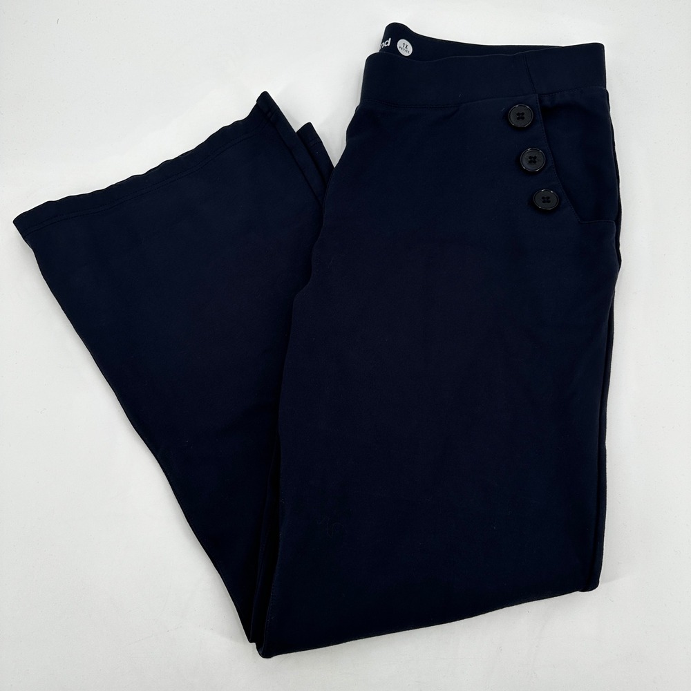 Betabrand Navy Blue Sailor Button Dress Pant Yoga Pants Bootcut 1X Petite Career